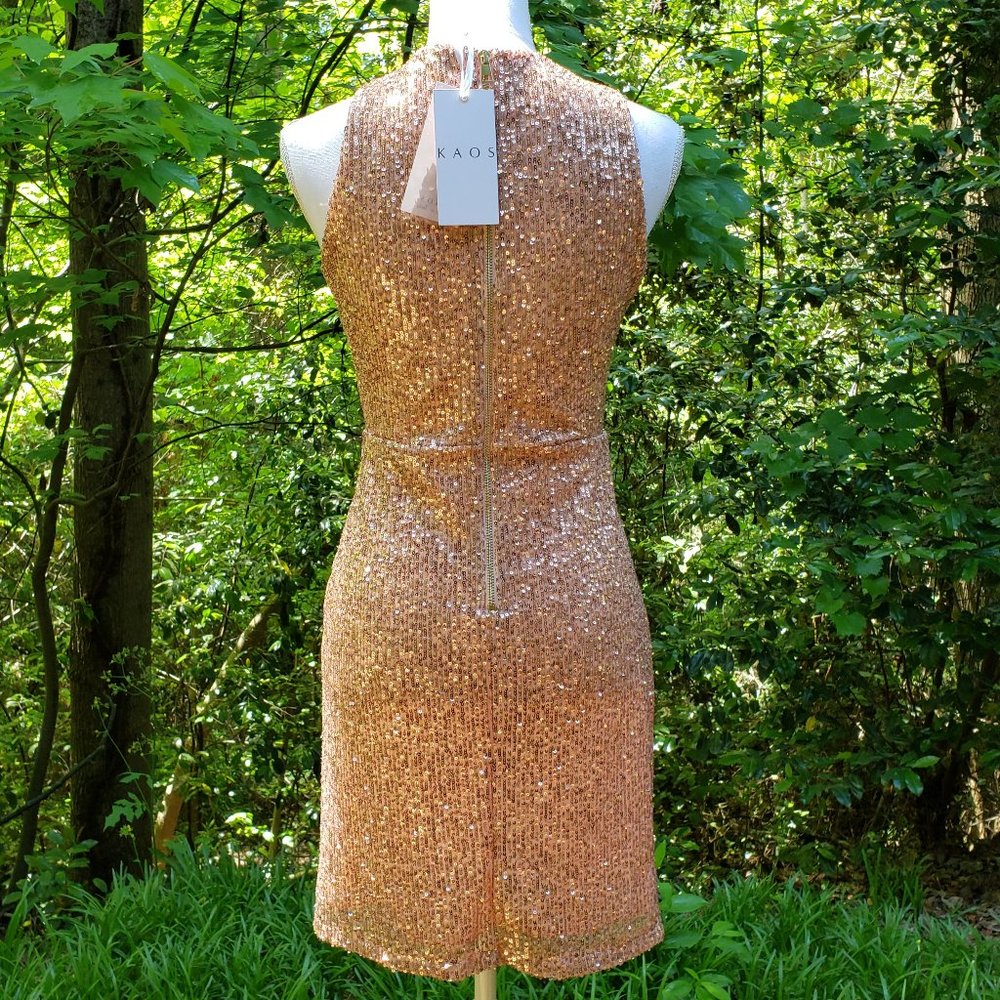 KAOS Light Pink Sequin Party Cocktail Dress Size 4  Faux Wrap Sleeveless NWT - Picture 9 of 14